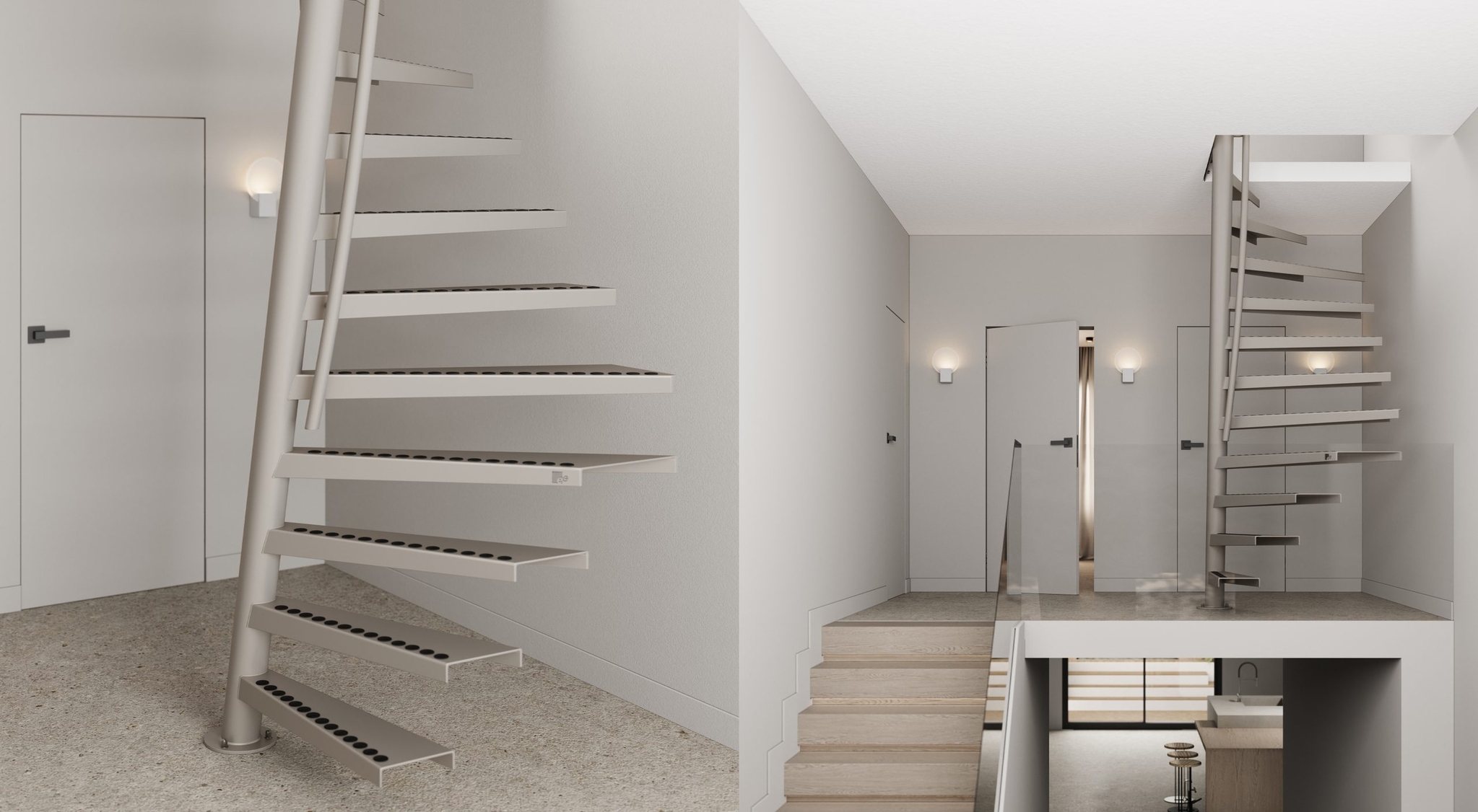 Space Saving Stairs - Steel design - 1m2™ by EeStairs