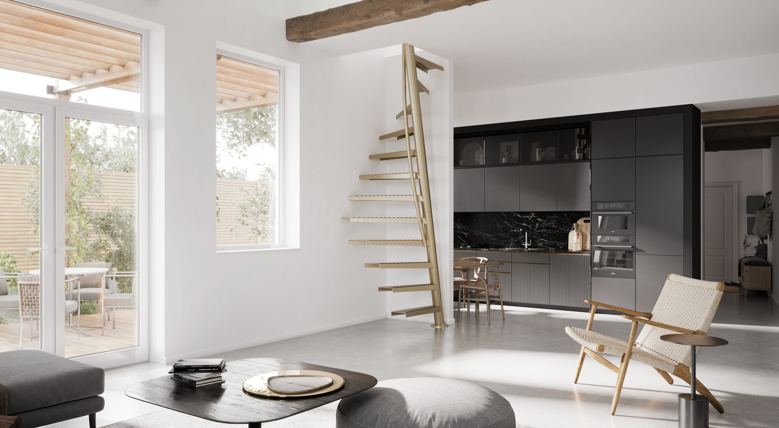 Space Saving Stairs - Steel design - 1m2™ by EeStairs