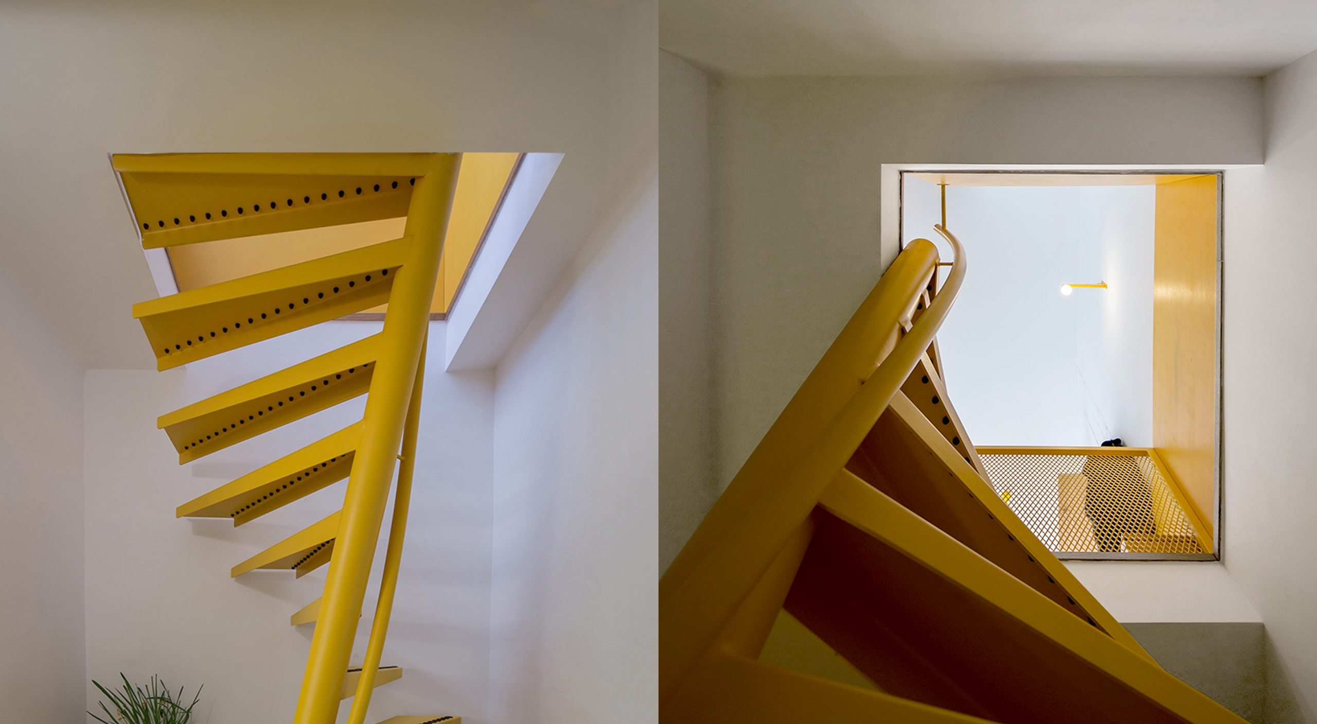 Gele kelder kleine trap voorbeelden 1m2 staal design Tiny basement stairs